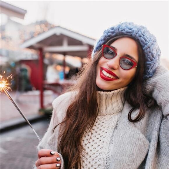Retro Big Frame Cat Eye Polarized Sunglasses Women with Spring Hinge